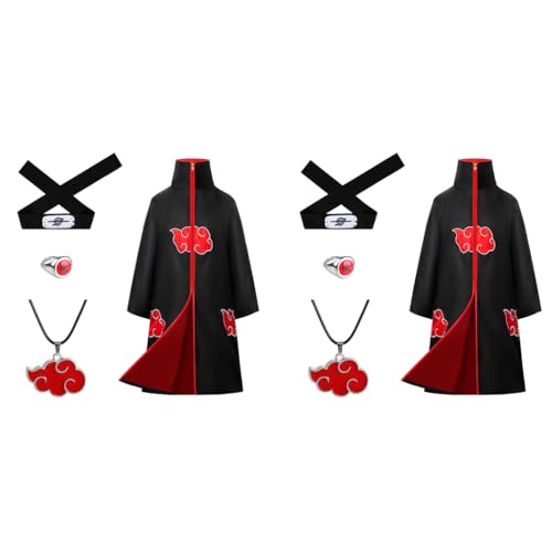 PATPAT® Akatsuki Costume Itachi Uchiha Anime Cosplay Set 8PCS Dress Cloak with Headband Ring Necklace Halloween Party for Kids Boys XXS Height 125-135cm PATPAT® Akatsuki Costume Itachi Uchiha Anime Cosplay Set 8PCS Dress Cloak with Headband Ring Necklace Halloween Party for Kids Boys XXS Height 125-135cm